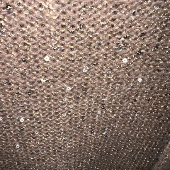 J Jill Sequin Wool Blend Open Front Cardigan Sweater Size L tan  Pockets - Picture 6 of 8